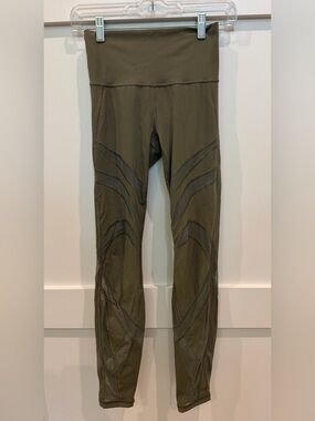 Lululemon Inspire Tight II Olive Green Mesh Running Leggings Size 4